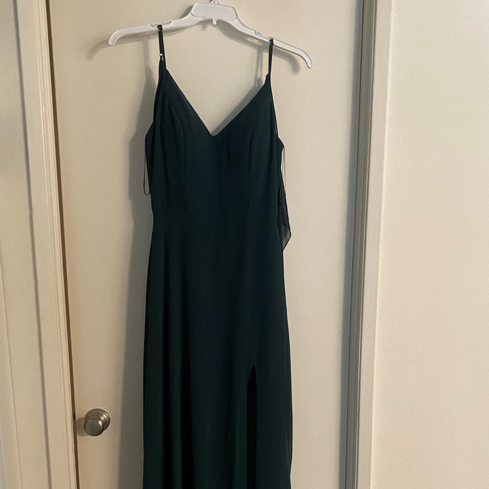 Kennedy Blue Forrest Green bridesmaid dress